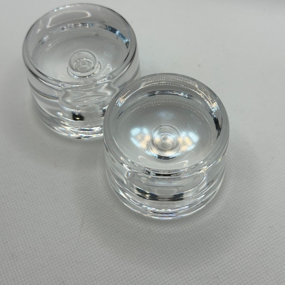 Orrefors Swedish Crystal Glass Puck Candlestick Holder, 2pc set, Signed, Vintage - Picture 7 of 7